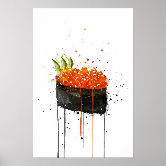 Affiche Sushi Gunkan au Caviar Rouge (Devant)