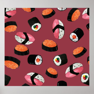 Affiche Sushi Onigiri Rolls : Illustration transparente