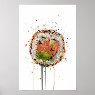 Affiche Sushi Uramaki Saumon