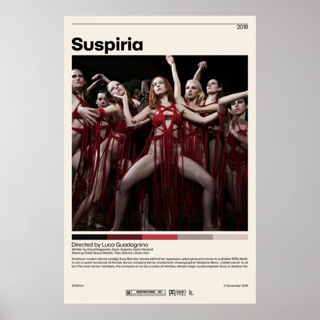 Affiche Suspiria Luca Guadagnino Film minimaliste Vintage (Devant)