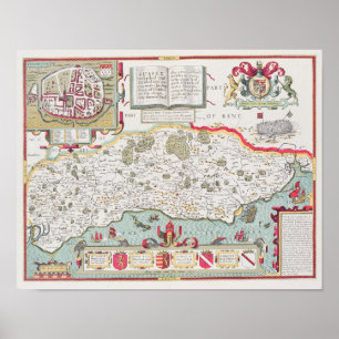Affiche Sussex, gravé par Jodocus Hondius de John