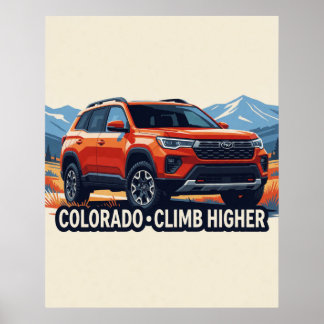 Affiche 🏔️ SUV rouge aventure Colorado Montagne🚗