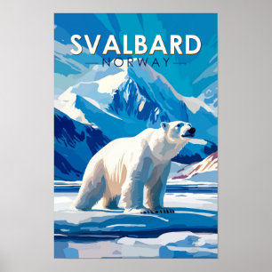 Affiche Svalbard Norvège Ours Polaire Voyage Art Vintage