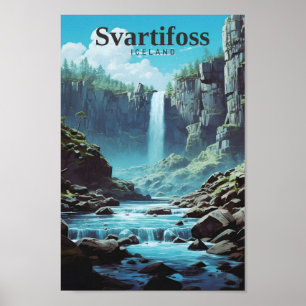 Affiche Svartifoss Islande Art Vintage voyage