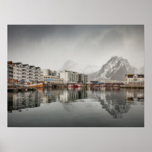 Affiche Svolvaer Ville Îles Lofoten