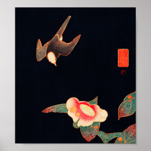 Affiche Swallow and Camellia (1900) par Ito Jakuchu