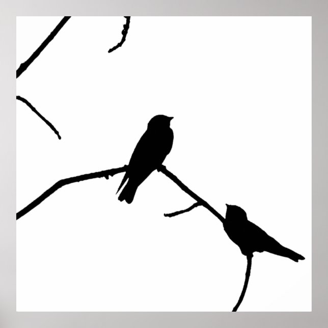 Affiche Swallow ou Swifts Silhouette Love Bird Watching (Devant)