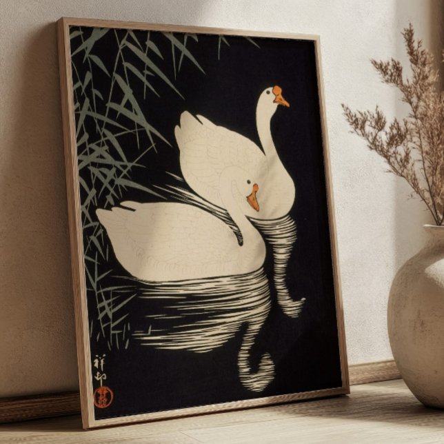 Affiche Swan and Reeds Ohara Koson Japanese Woodblock  (Créateur téléchargé)