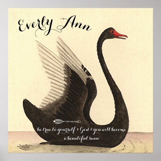 Affiche Swan Baby Girl Nursery Ajouter votre propre devis (Devant)