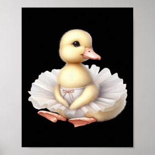 Affiche Swan Ballerina Duck Dancing Ballet Aquarelle