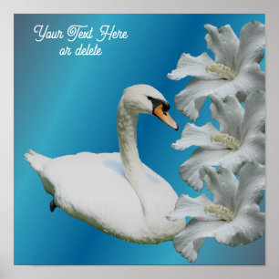 Affiche Swan Et Hibiscus Flower Ajouter Votre Texte