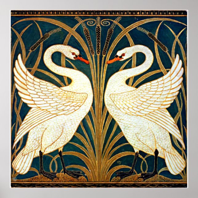 Affiche Swan et Rush et Iris, design vintage (Devant)