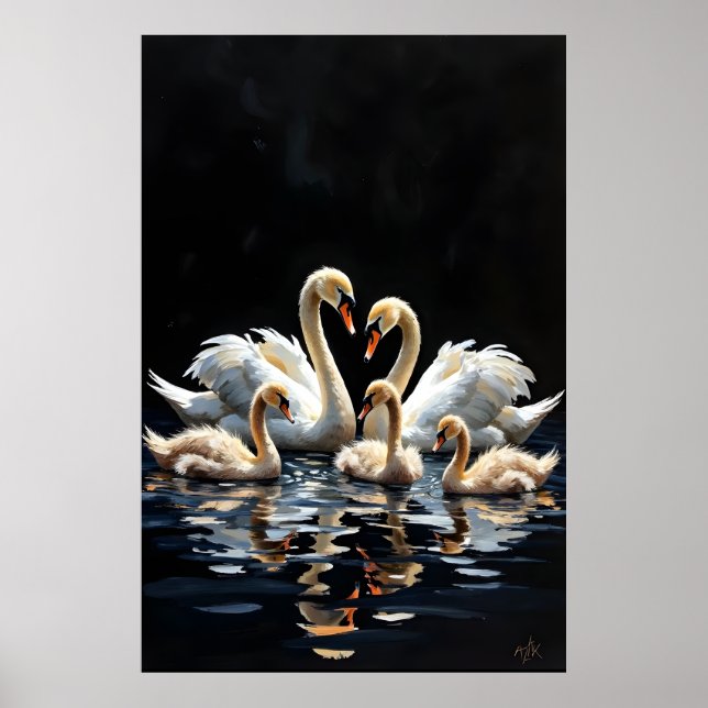 Affiche Swan Family on Black Lake Artwork (Devant)
