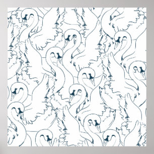 Affiche Swan Motif Seamlessswan, motif, abstrait, dos