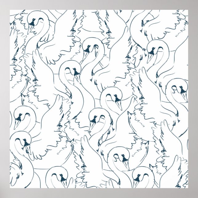 Affiche Swan Motif Seamlessswan, motif, abstrait, dos (Devant)