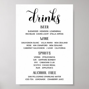 Affiche Swash Font Calligraphy Classic Bar Menu Sign