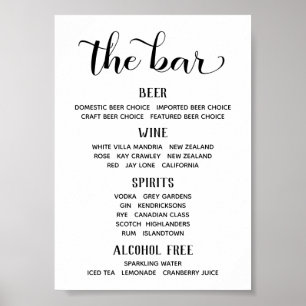 Affiche Swash Font Calligraphy Classic Bar Menu Sign