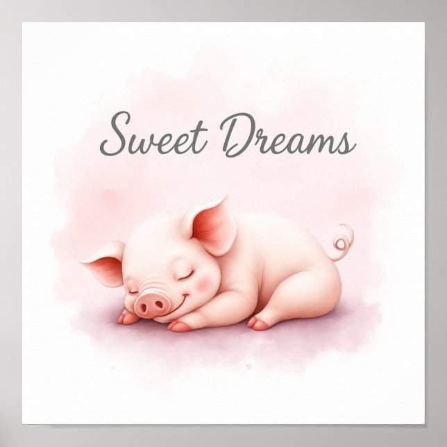 Affiche Sweams Dreams Sleeping Piglet Nursery Wall Art (Devant)