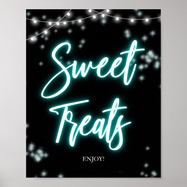 Affiche Sweet 16 Birthday Teal Neon Sweet Treats Sign (Devant)