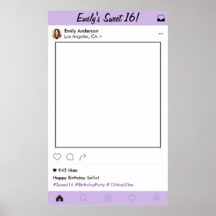 Affiche Sweet 16 Quinceanera Party Prop Photo Booth Frame