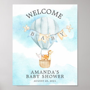 Affiche Sweet Animaux Hot Air Balloon Welcome Douche
