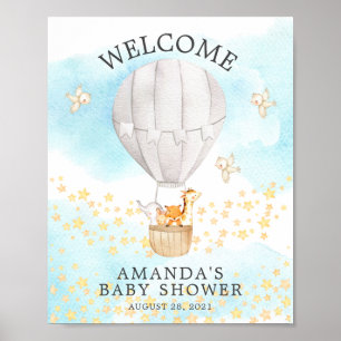 Affiche Sweet Animaux Hot Air Balloon Welcome Douche