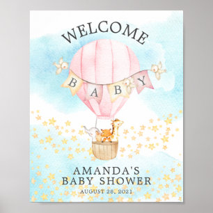 Affiche Sweet Animaux Hot Air Balloon Welcome Douche