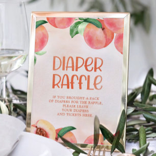 Affiche Sweet as a Peach Baby Shower Diaper Raffle Sign