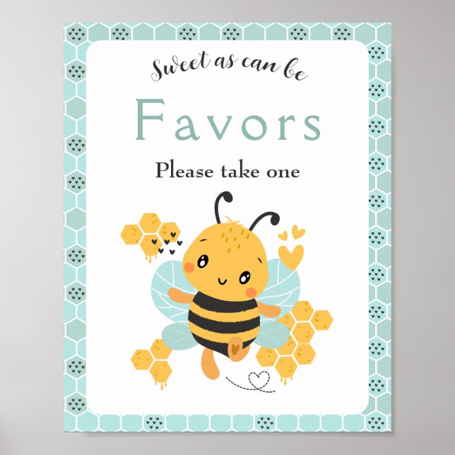 Affiche Sweet as Can Bee Baby Boy Baby shower Favoriser si (Devant)