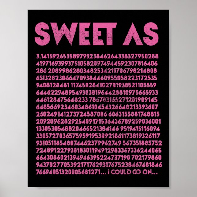 Affiche Sweet As Pi 3.14 Geek de mathématiques Enseignant  (Devant)