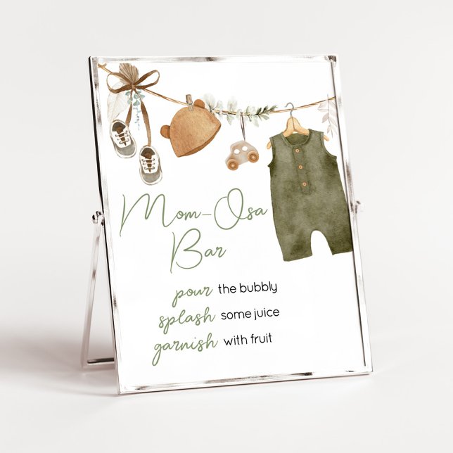 Affiche Sweet Baby Boy Boho Vêtements Baby shower MamanOsa (Boho Clothes Sweet Baby Boy Baby Shower Mom Osa Bar Sign)