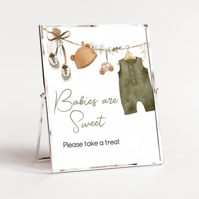 Affiche Sweet Baby Boy Boho Vêtements bébé sont doux (Boho Clothes Sweet Baby Boy Baby Shower Babies are Sweet Sign)