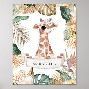 Affiche *~* Sweet Baby Giraffe Jungle Plante Nursery Girl