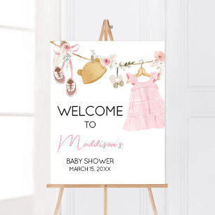 Affiche Sweet Baby Girl Boho Vêtements Baby shower Bienven