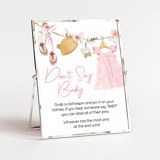Affiche Sweet Baby Girl Boho Vêtements ne pas dire bébé (Sweet Baby Girl Boho Clothes Baby Shower Don't Say Baby Sign)