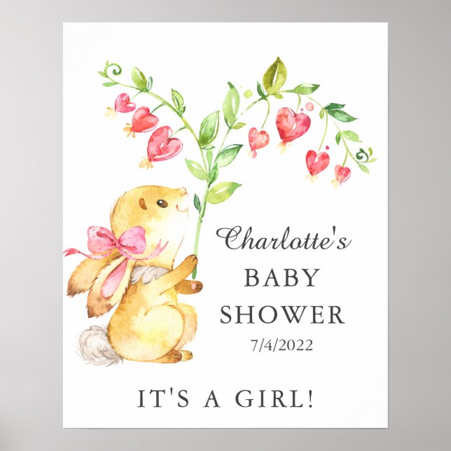 Affiche Sweet Baby Girl Bunny Baby shower (Devant)