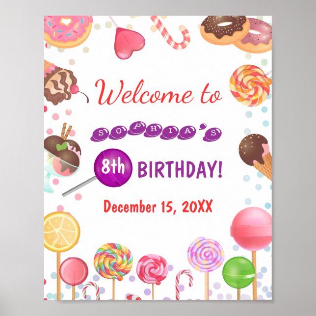 Affiche Sweet Candy Land Anniversaire Crème glacée Donut B (Devant)