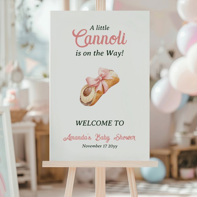 Affiche Sweet Cannoli Pink Bow Girl Italian Baby Shower (Créateur téléchargé)