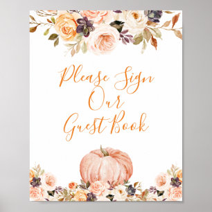 Affiche Sweet Citrouille Rustic Floral S'il vous plaît sig