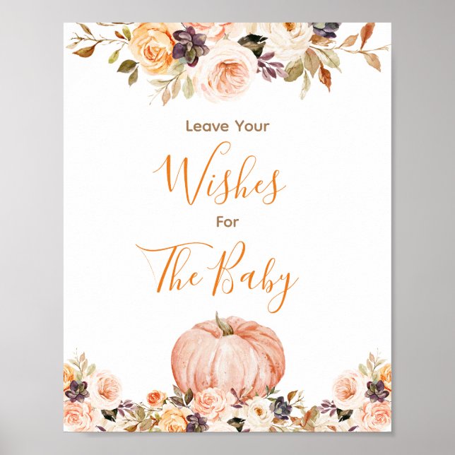 Affiche Sweet Citrouille Rustic Floral Wives for Baby Sign (Devant)