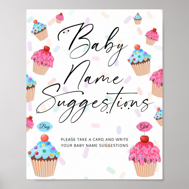 Affiche Sweet Cupcake Baby Name Suggestions (Devant)