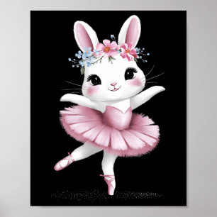 Affiche Sweet Dancing Ballerina Bunny Ballet Rabbit Girl E