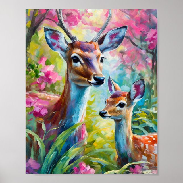 Affiche Sweet Deer coloré Art Abstrait moderne (Devant)