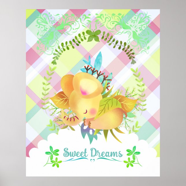 Affiche Sweet Dreams Elephant. (Devant)