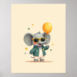 Affiche Sweet Elephant Safari Nursery Wall Art