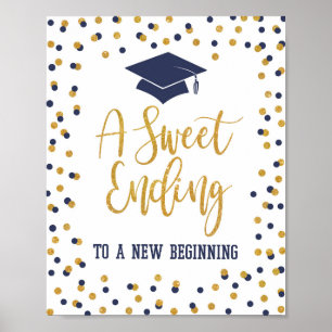 Affiche Sweet Ending to a New Beginning Graduation Sign