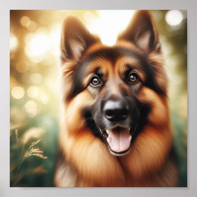 Affiche Sweet German Shepherd avec un sourire brillant (Devant)