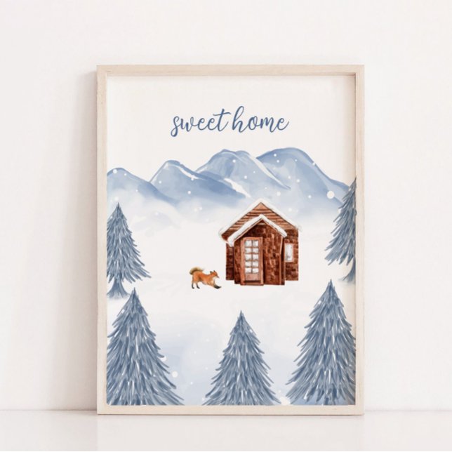 Affiche Sweet Home Winter Mountain Nursery Décor mur (Sweet Home Winter Mountain Nursery Wall Decor)