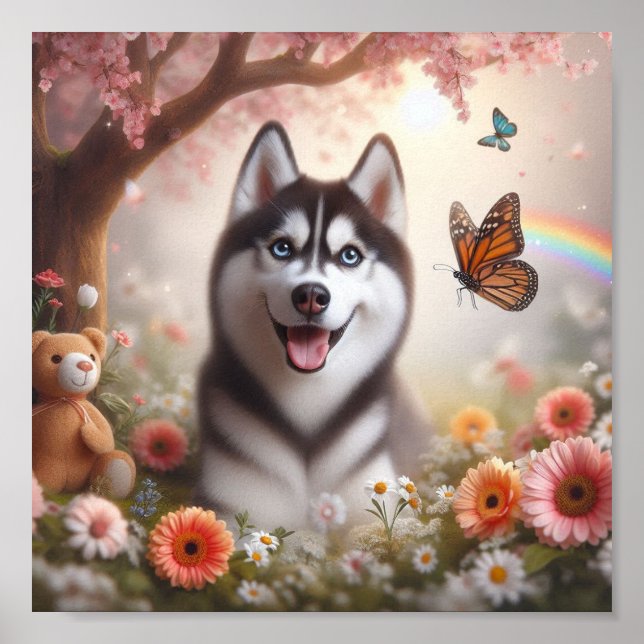 Affiche Sweet Husky avec un sourire brillant (Devant)
