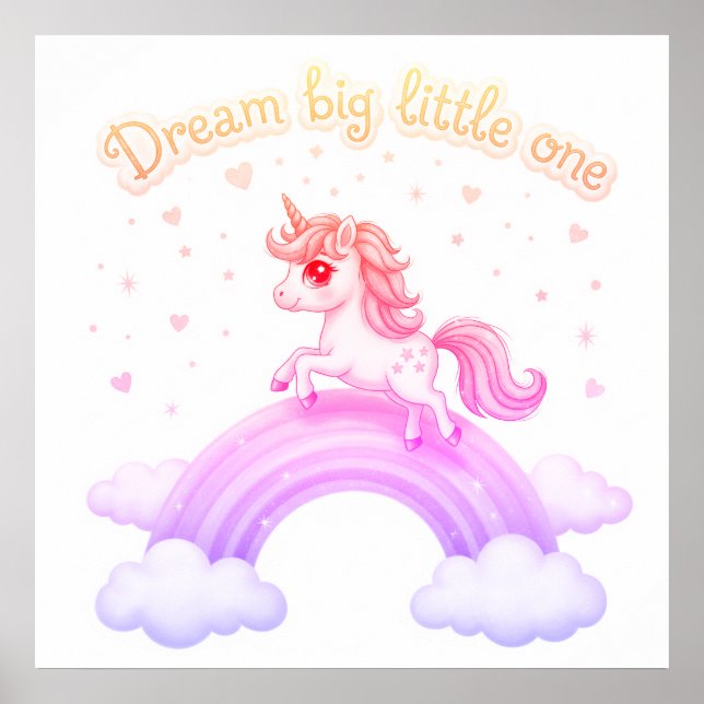 Affiche Sweet Kawaii Unicorn Dreams, Nursery (Devant)